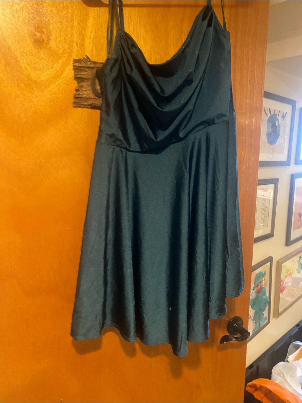 Satin Cowl Neck Slip Dress in Emerald Green
